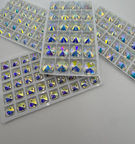 Sew on Glass Rhinestone - Rivoli - Crystal AB
